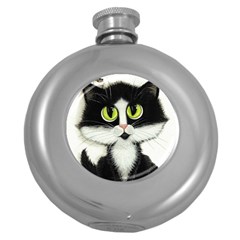 Tuxedo Cat by BiHrLe Hip Flask (Round)