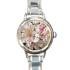 Flower Alstromeria Round Italian Charm Watch