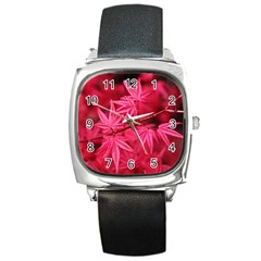 Red Autumn Square Leather Watch by ADIStyle