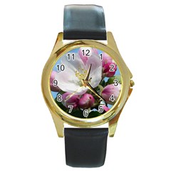 Apple Blossom  Round Metal Watch (gold Rim)  by ADIStyle