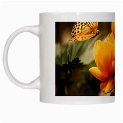 Flowers Butterfly White Coffee Mug