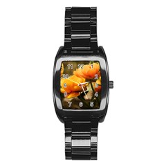 Flowers Butterfly Men s Stainless Steel Barrel Analog Watch