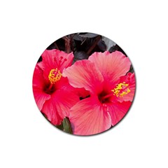 Red Hibiscus Drink Coasters 4 Pack (round) by ADIStyle