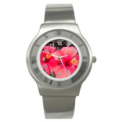 Red Hibiscus Stainless Steel Watch (unisex) by ADIStyle