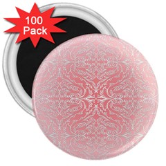 Pink Elegant Damask 3  Button Magnet (100 Pack) by ADIStyle