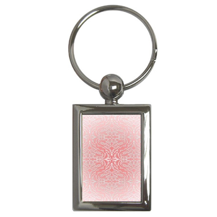 Pink Elegant Damask Key Chain (Rectangle)