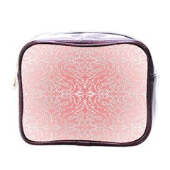 Pink Elegant Damask Mini Travel Toiletry Bag (one Side) by ADIStyle