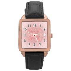 Pink Elegant Damask Rose Gold Leather Watch 