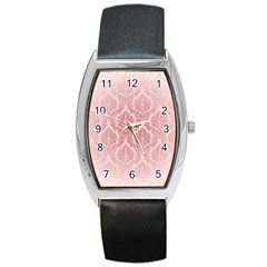 Luxury Pink Damask Tonneau Leather Watch