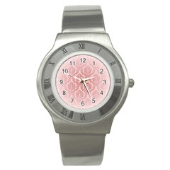 Luxury Pink Damask Stainless Steel Watch (unisex) by ADIStyle