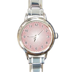 Pink Damask Round Italian Charm Watch by ADIStyle