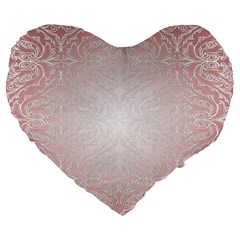 Pink Damask 19  Premium Heart Shape Cushion by ADIStyle
