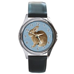 Cute Bunny Round Metal Watch (silver Rim) by mysticalimages