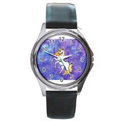 Unicorn Ii Round Metal Watch (silver Rim) by mysticalimages