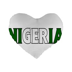 Nigeria 16  Premium Heart Shape Cushion  by worldbanners
