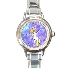 Framed Unicorn Round Italian Charm Watch by mysticalimages