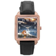 Stormy Twilight Ii [framed]  Rose Gold Leather Watch 