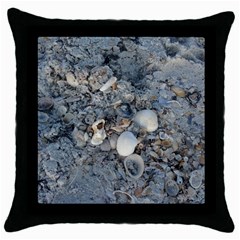 Sea Shells On The Shore Black Throw Pillow Case by createdbylk