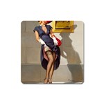 Retro Pin-up Girl Magnet (Square) Front