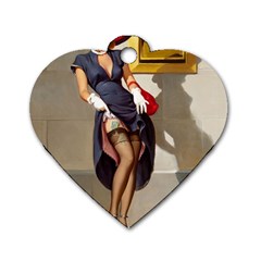 Retro Pin-up Girl Dog Tag Heart (one Sided) 