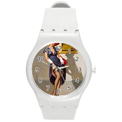 Retro Pin-up Girl Plastic Sport Watch (medium) by PinUpGallery