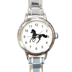 Running Horse Round Italian Charm Watch