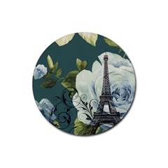Blue Roses Vintage Paris Eiffel Tower Floral Fashion Decor Drink Coasters 4 Pack (round) by chicelegantboutique