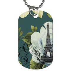 Blue Roses Vintage Paris Eiffel Tower Floral Fashion Decor Dog Tag (two-sided)  by chicelegantboutique