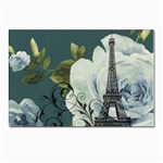 Blue roses vintage Paris Eiffel Tower floral fashion decor Postcard 4 x 6  (10 Pack) Front