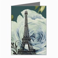 Blue Roses Vintage Paris Eiffel Tower Floral Fashion Decor Greeting Card by chicelegantboutique