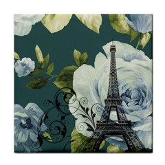 Blue Roses Vintage Paris Eiffel Tower Floral Fashion Decor Face Towel