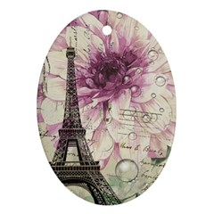 Purple Floral Vintage Paris Eiffel Tower Art Oval Ornament by chicelegantboutique