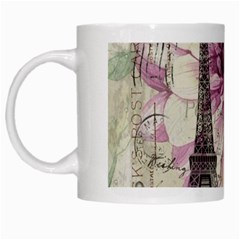 Purple Floral Vintage Paris Eiffel Tower Art White Coffee Mug by chicelegantboutique