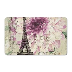 Purple Floral Vintage Paris Eiffel Tower Art Magnet (rectangular) by chicelegantboutique