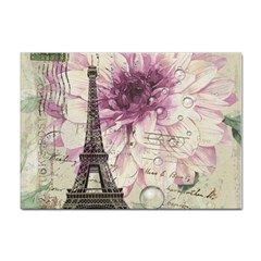 Purple Floral Vintage Paris Eiffel Tower Art A4 Sticker 10 Pack