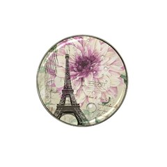 Purple Floral Vintage Paris Eiffel Tower Art Golf Ball Marker (for Hat Clip) by chicelegantboutique