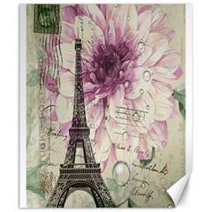 Purple Floral Vintage Paris Eiffel Tower Art Canvas 20  X 24  (unframed) by chicelegantboutique