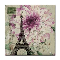 Purple Floral Vintage Paris Eiffel Tower Art Face Towel by chicelegantboutique