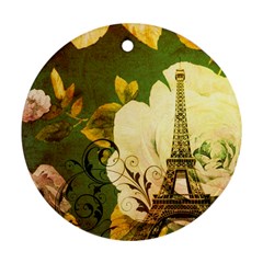 Floral Eiffel Tower Vintage French Paris Round Ornament