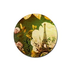 Floral Eiffel Tower Vintage French Paris Drink Coaster (round)
