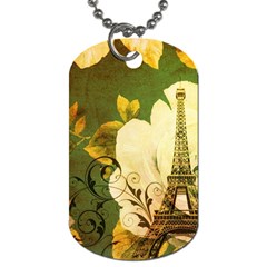 Floral Eiffel Tower Vintage French Paris Dog Tag (one Sided)