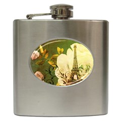 Floral Eiffel Tower Vintage French Paris Hip Flask by chicelegantboutique