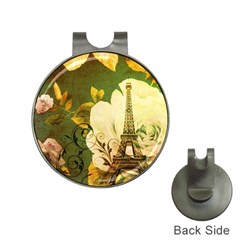 Floral Eiffel Tower Vintage French Paris Hat Clip With Golf Ball Marker by chicelegantboutique