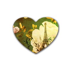 Floral Eiffel Tower Vintage French Paris Drink Coasters (heart) by chicelegantboutique