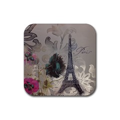 Floral Vintage Paris Eiffel Tower Art Drink Coaster (square)