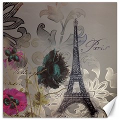 Floral Vintage Paris Eiffel Tower Art Canvas 12  X 12  (unframed) by chicelegantboutique