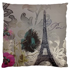 Floral Vintage Paris Eiffel Tower Art Large Cushion Case (single Sided)  by chicelegantboutique