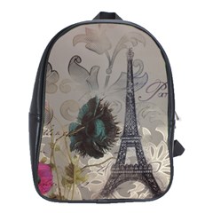 Floral Vintage Paris Eiffel Tower Art School Bag (xl) by chicelegantboutique