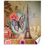 Fuschia Flowers Butterfly Eiffel Tower Vintage Paris Fashion Canvas 20  x 24  (Unframed) 19.57 x23.15  Canvas - 1