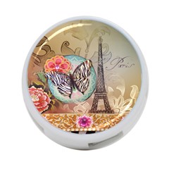 Fuschia Flowers Butterfly Eiffel Tower Vintage Paris Fashion 4-port Usb Hub (one Side)